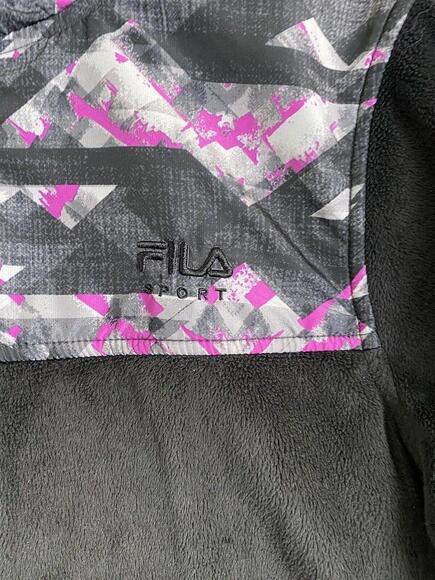 FILA Jacket Womens Large Black Pink Colorblock Full Zip Sweatshirt - Picture 10 of 12